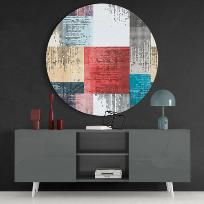 Halftone Dot Color Block Squares Glass Wall Art