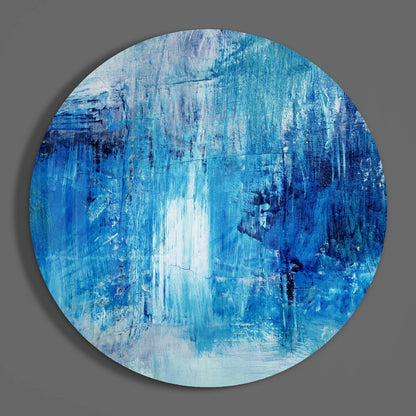 Deep Blue Textured Brushstroke Glass Wall Art