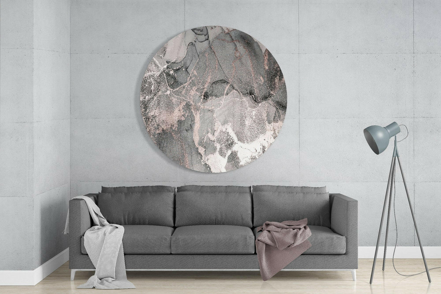 Gray Rose Gold Marble Glass Wall Art