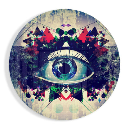 Round Geometric Mosaic Blue Eye Glass Wall Art