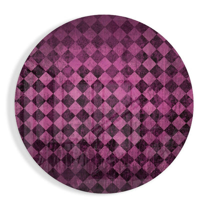 Pink Distressed Diamond Checker Glass Wall Art