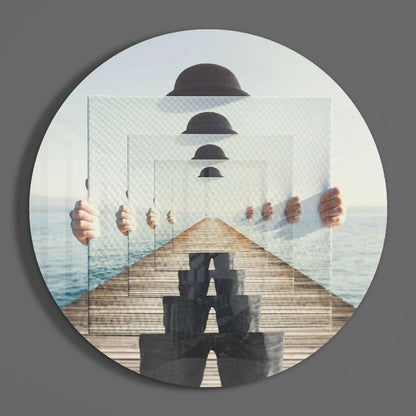 Mirrored Frames Seaside Dock Illusion Glass Wall Art