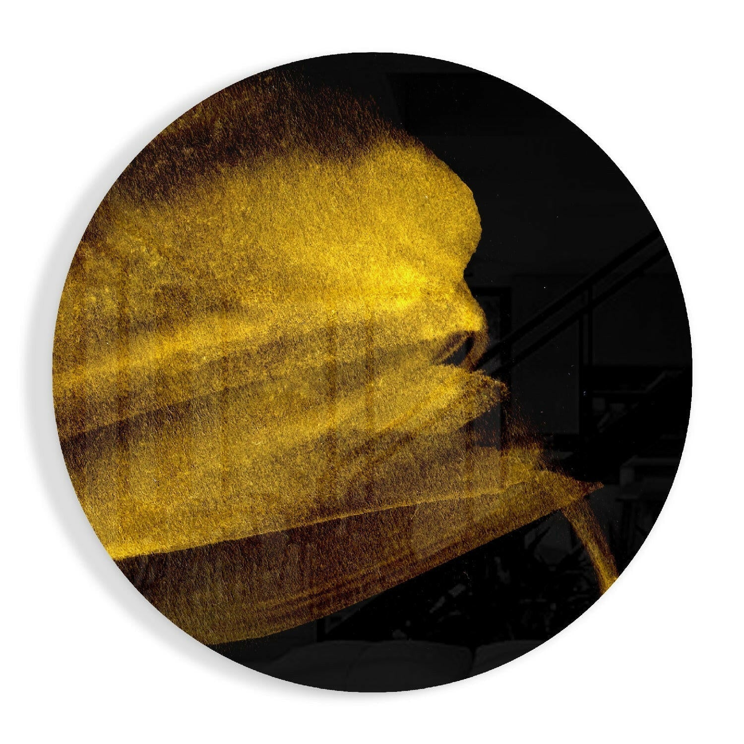 Golden Shimmer Sweep On Black Glass Wall Art