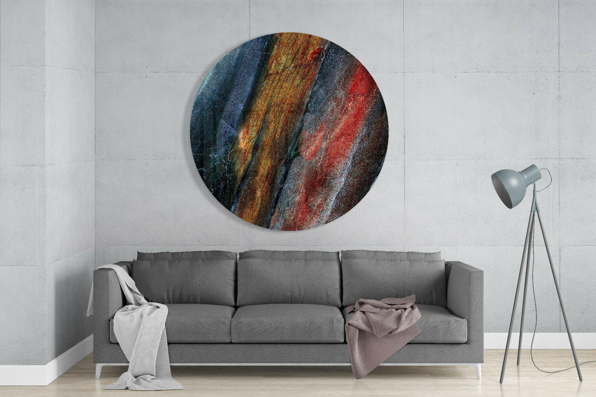 Golden Red Mineral Stone Glass Wall Art