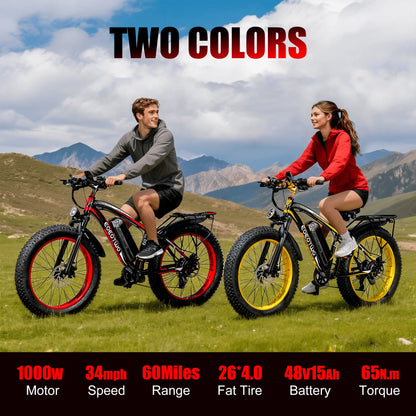 EOEOTWO E01 Electric Fat Tire Bike 1500W Peak Motor