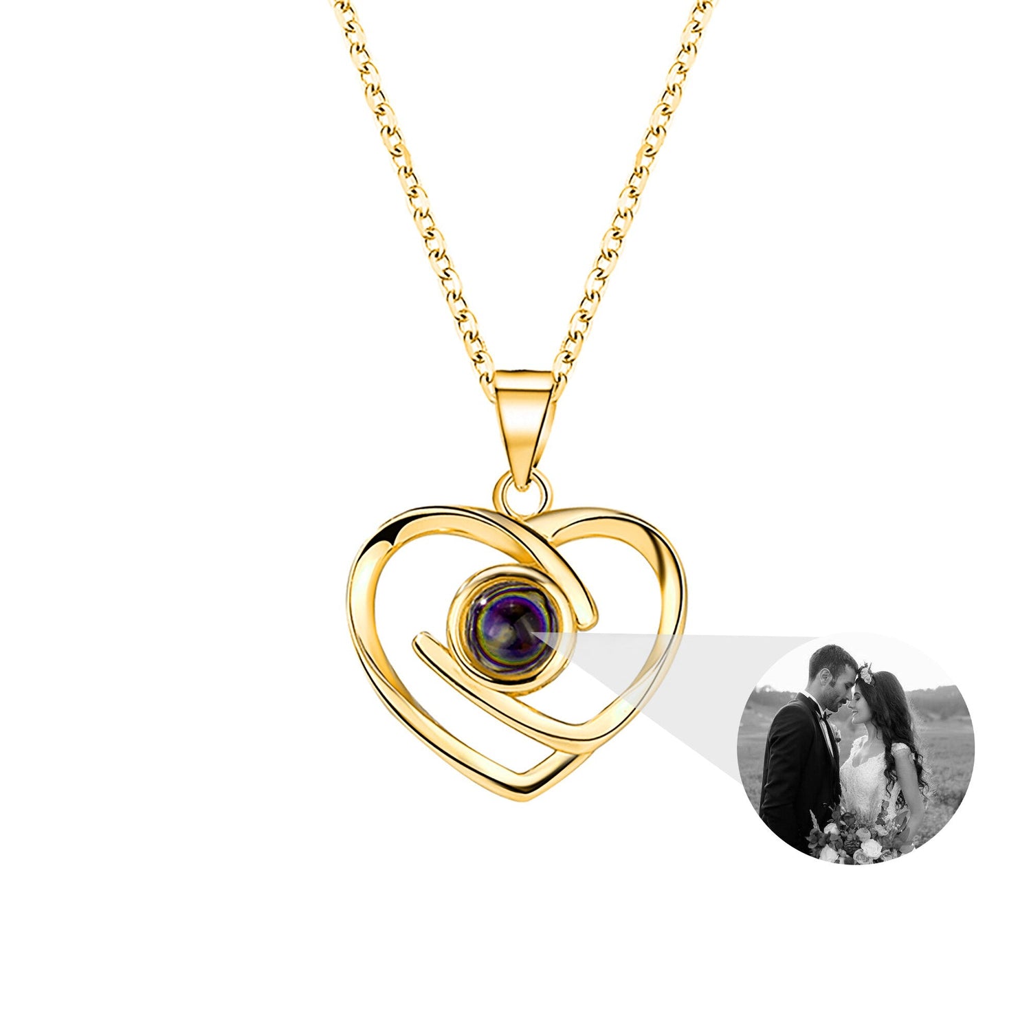 Customizable Photo Ladies Personality Heart Necklace With Silver Material Valentine&