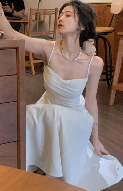 2 Pieces Dress Set O-neck Full Sleeve Short Jacket &amp; Spaghetti Strap Dresses