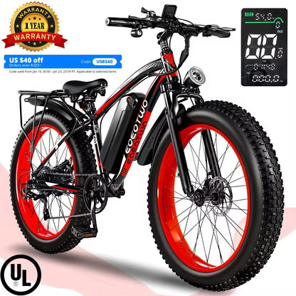 EOEOTWO E01 Electric Fat Tire Bike 1500W Peak Motor