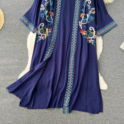 Retro Embroidery Sun Protection Shirt  Chiffon Long Streetwear