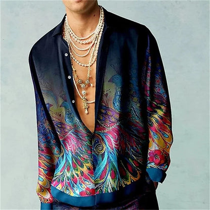 Casual Minimalist Design Long Sleeve Shirts Autumn Fashion Printed Pattern men&