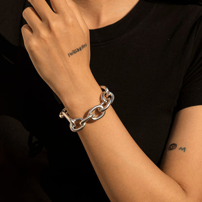 Hip Hop Thick Link Chain Bracelet Women&