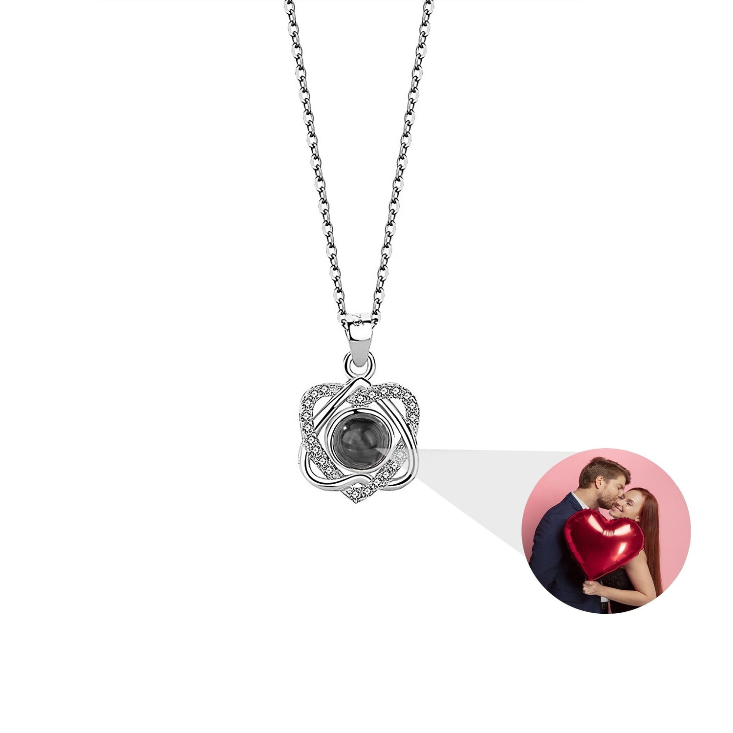 Customized photo projectionNecklace Heart Pendant Wedding Romantic Memory Projection Necklace
