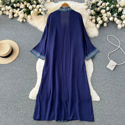 Retro Embroidery Sun Protection Shirt  Chiffon Long Streetwear