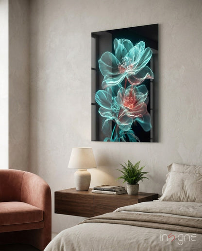 Flowers Blooming in the Light Glass Wall Art || Designer Collection