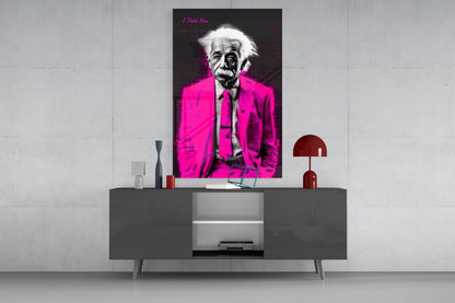 Magenta Suit Wild Haired Genius Glass Wall Art