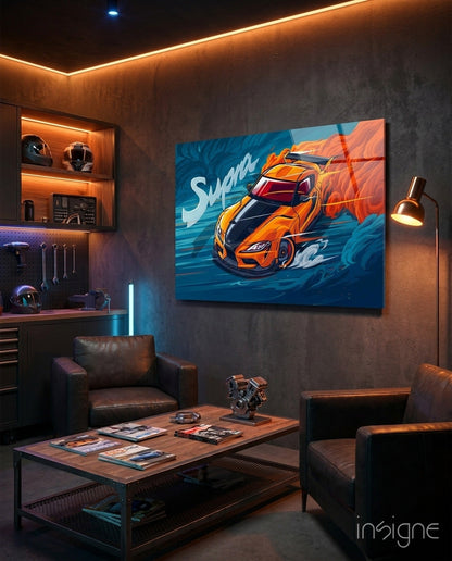 Turbo Coupe Blazing Speed Glass Wall Art || Designer Collection