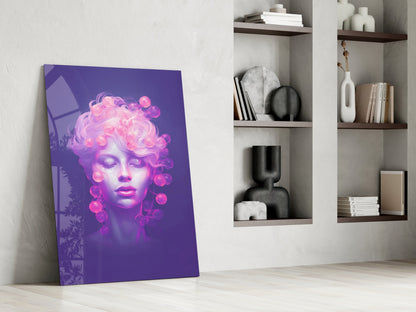 Purple Bubble Crown Sleeping Muse Glass Wall Art