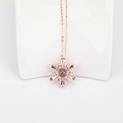 Snowflake Shaped Projection Necklace Photo Charming Jewelry Memorial Gifts