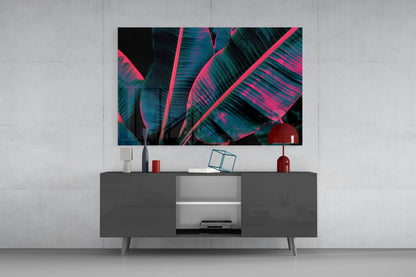 Neon Banana Leaf Glass Wall Art