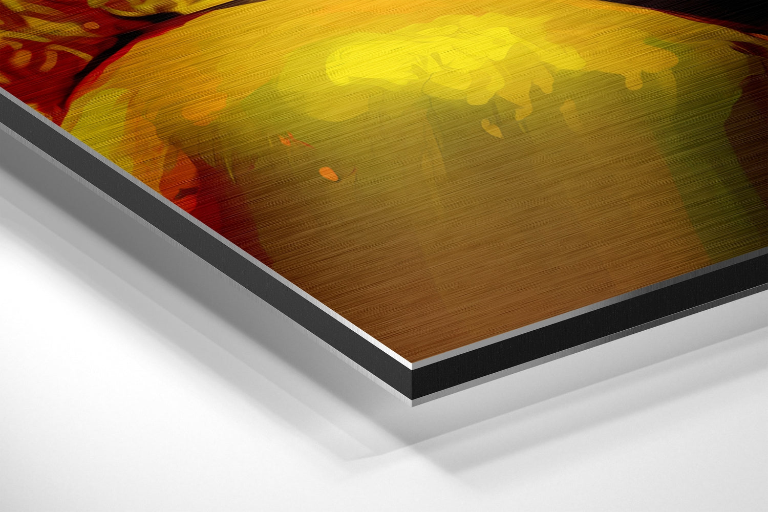 Golden Yellow Painterly Blonde Brushed Aluminum Dibond Wall Art
