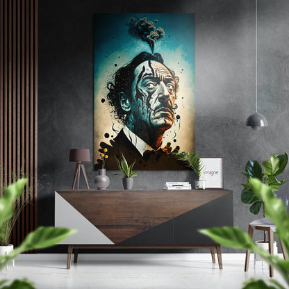 Teal Smoke Plume Surreal Portrait Brushed Aluminum Dibond Wall Art