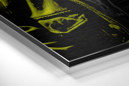 Yellow Hoodie DJ Gorilla Aluminum Brushed Aluminum Dibond Wall Art