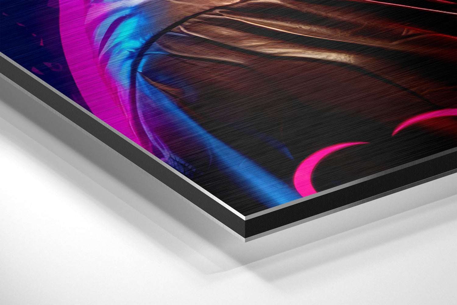 Cyberpunk Braid Neon Woman Brushed Aluminum Dibond Wall Art