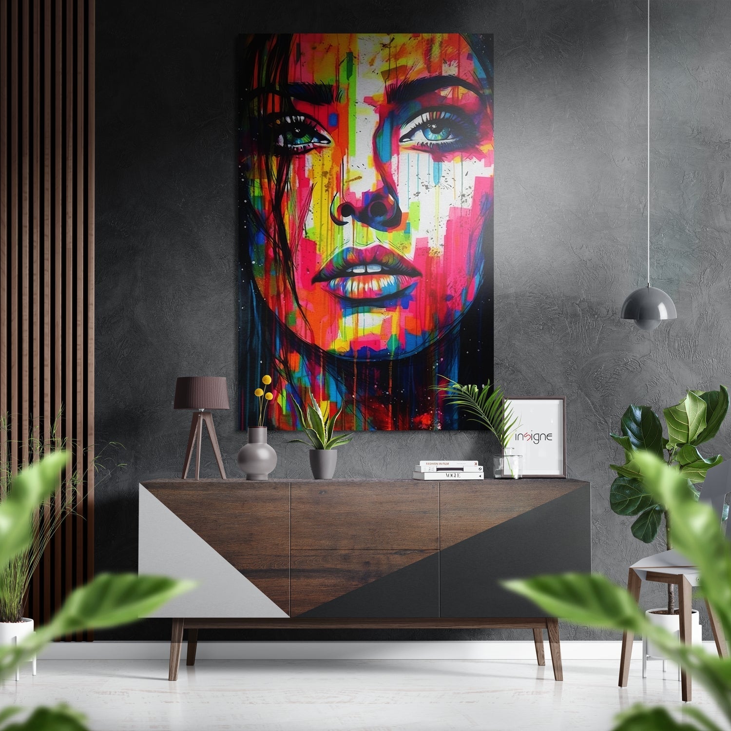 Neon Drip Dreaming Woman Brushed Aluminum Dibond Wall Art
