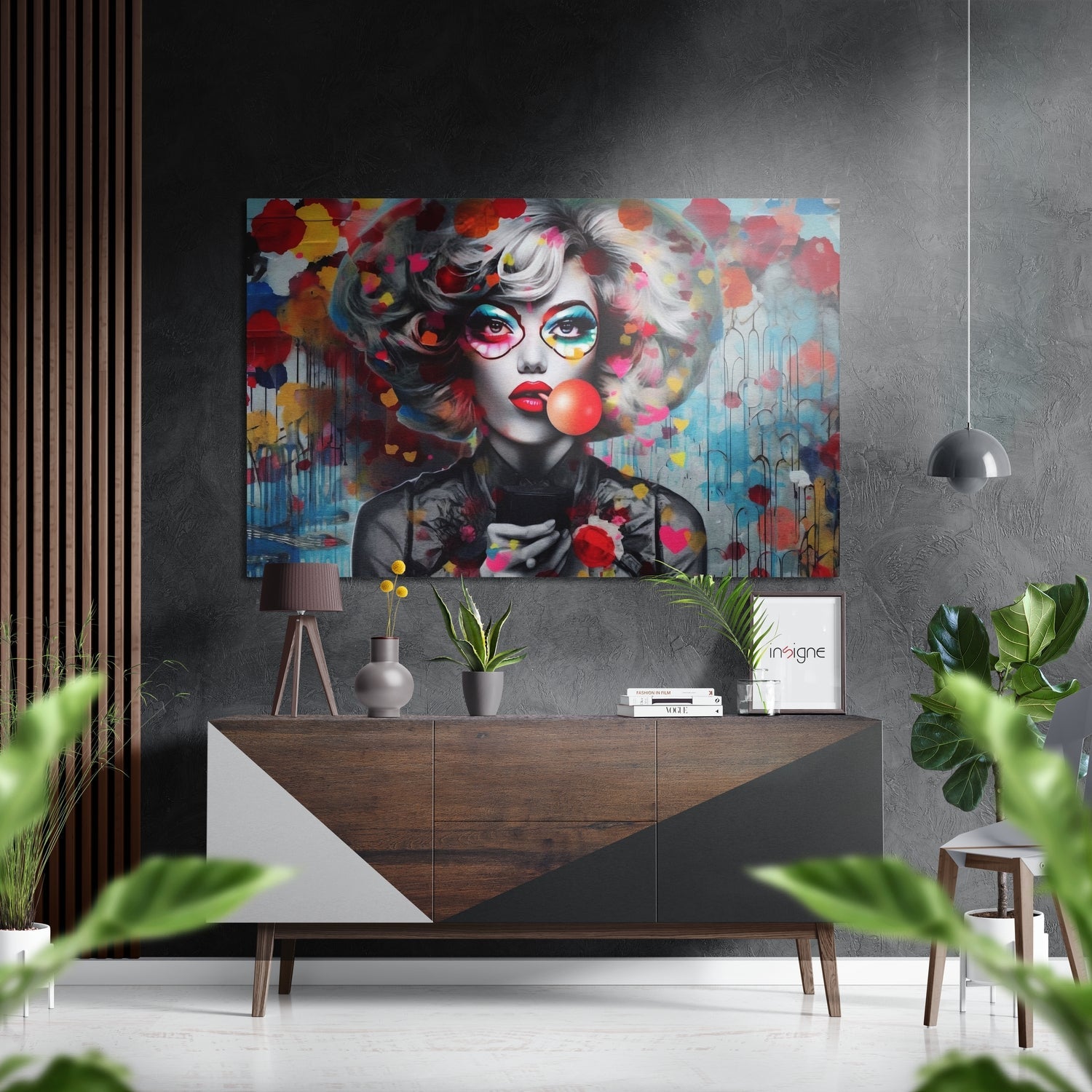 Bubblegum Floral Pop Woman Brushed Aluminum Dibond Wall Art