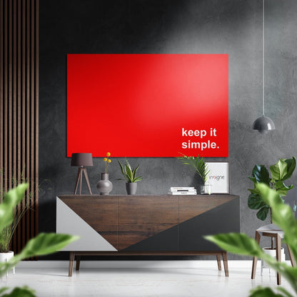 Red Panel White Text Keep It Simple Brushed Aluminum Dibond Wall Art