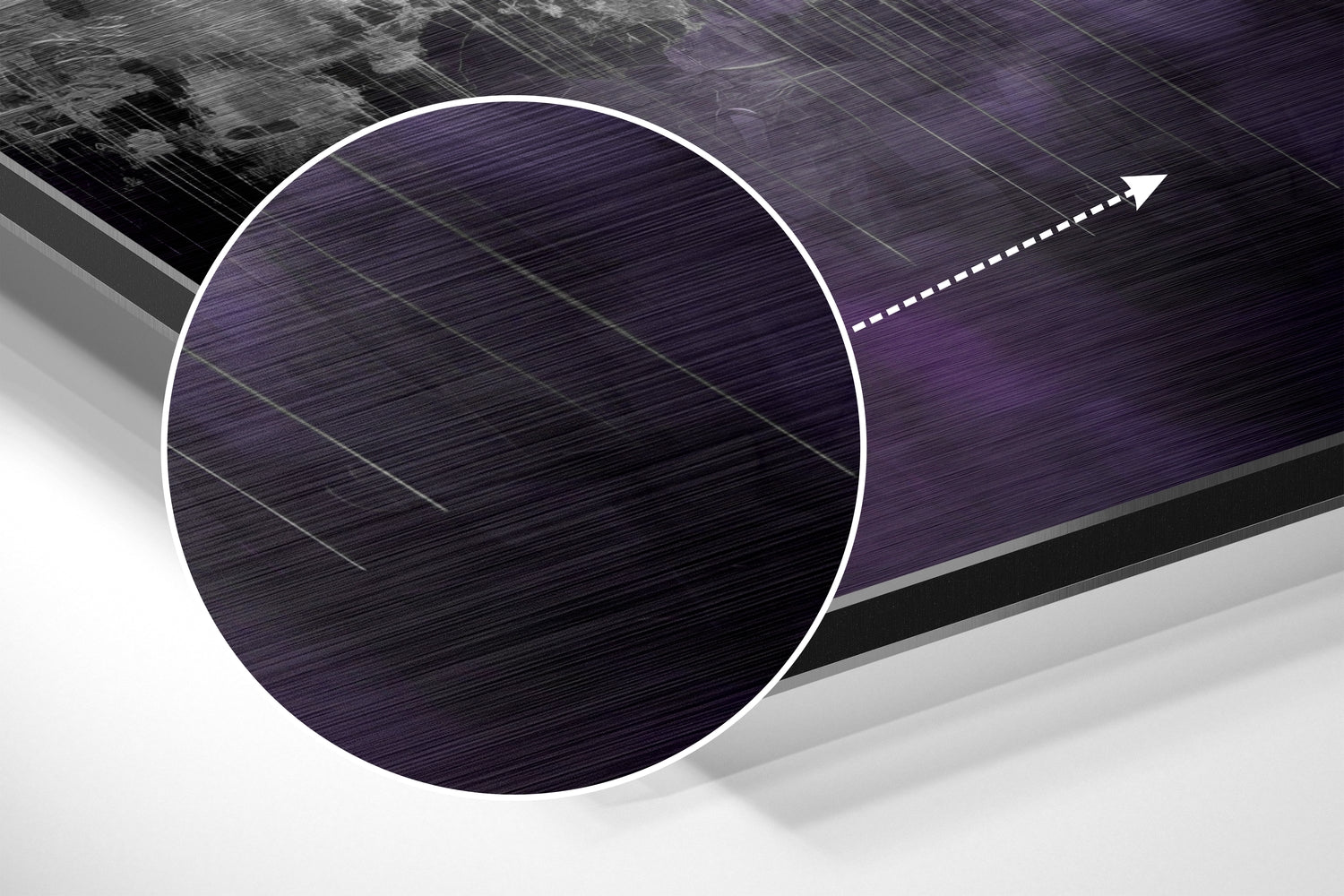 Purple Mirrored City Skyline Brushed Aluminum Dibond Wall Art