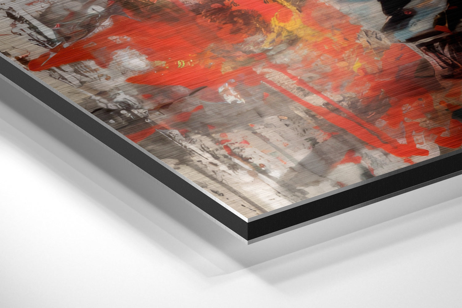 Red Splatter Boxer in Guard Stance Brushed Aluminum Dibond Wall Art
