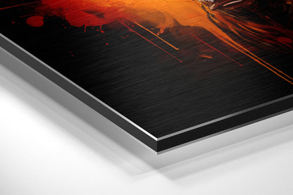 Two Horned Bulls Color Splash Brushed Aluminum Dibond Wall Art