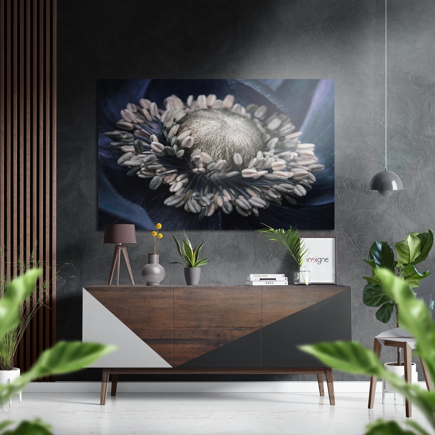 Pale Ivory Stamen Flower Macro Brushed Aluminium Dibond Wall Art