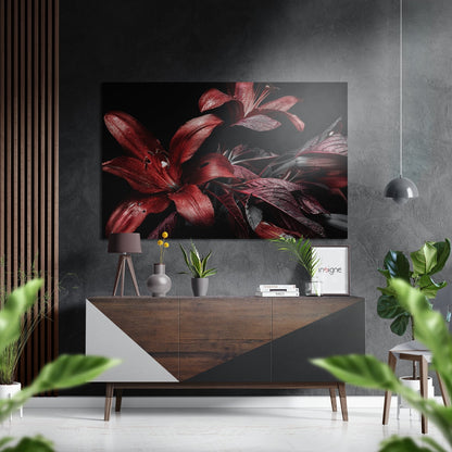 Red Lillium Brushed Aluminium Dibond Wall Art
