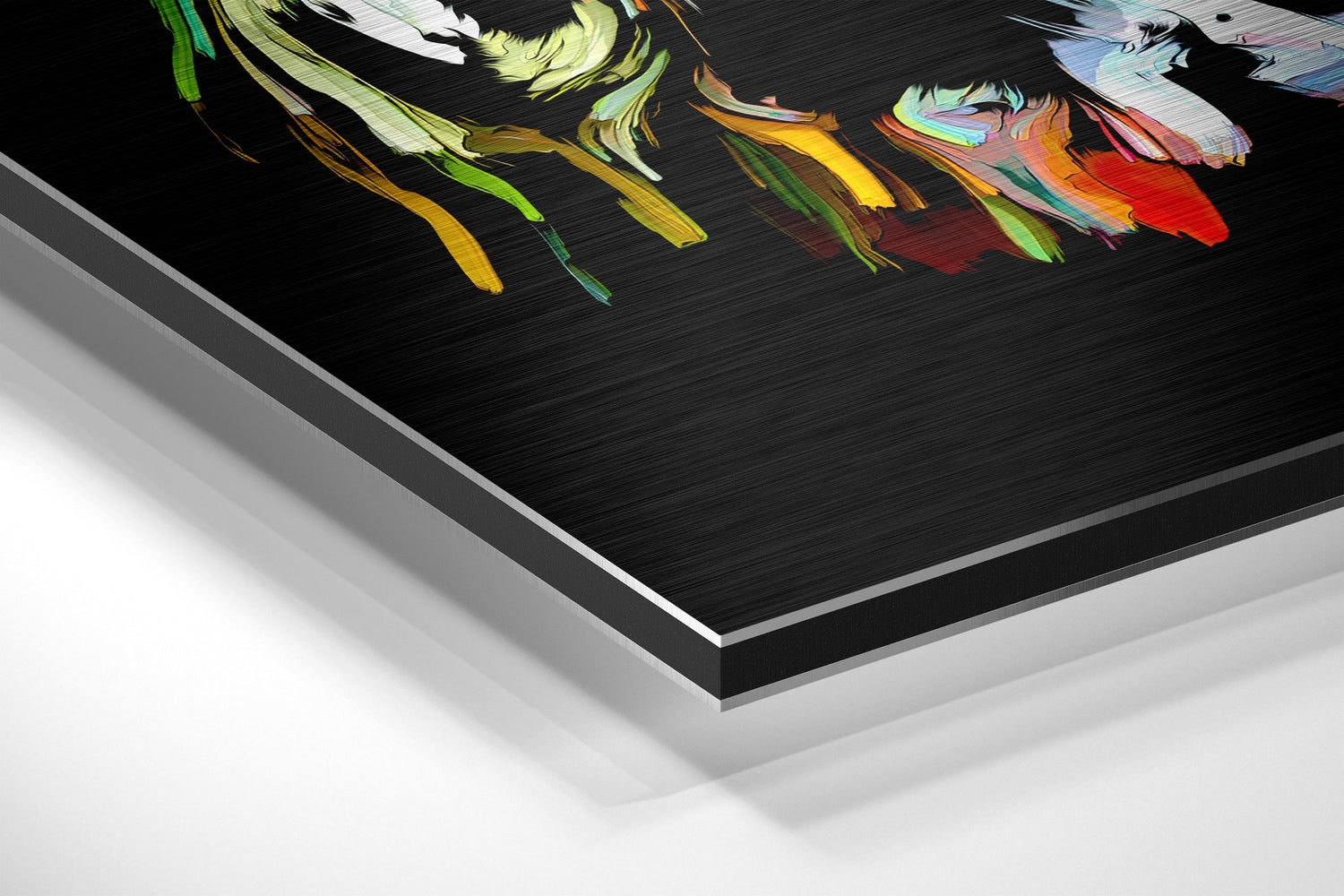 Neon Paint Strokes Woman Face Brushed Aluminium Dibond Wall Art