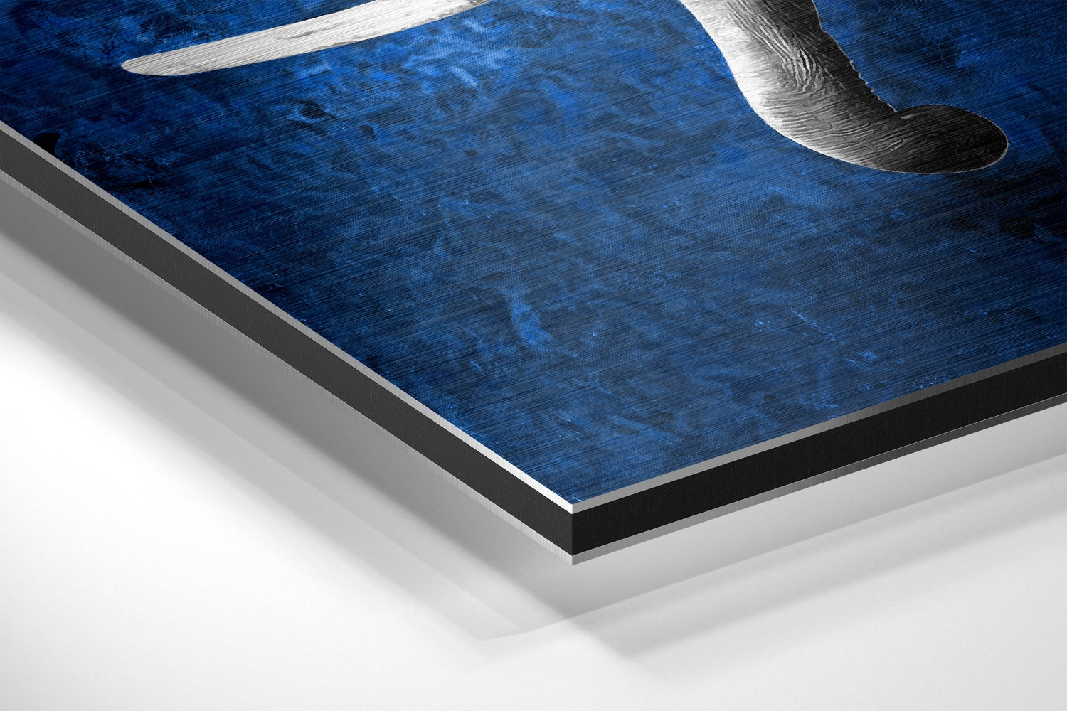 Gray Elephant Blue Backdrop Brushed Aluminium Dibond Wall Art