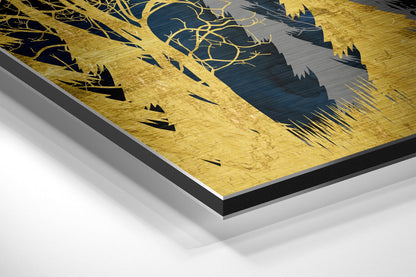 Golden Forest Brushed Aluminium Dibond Wall Art