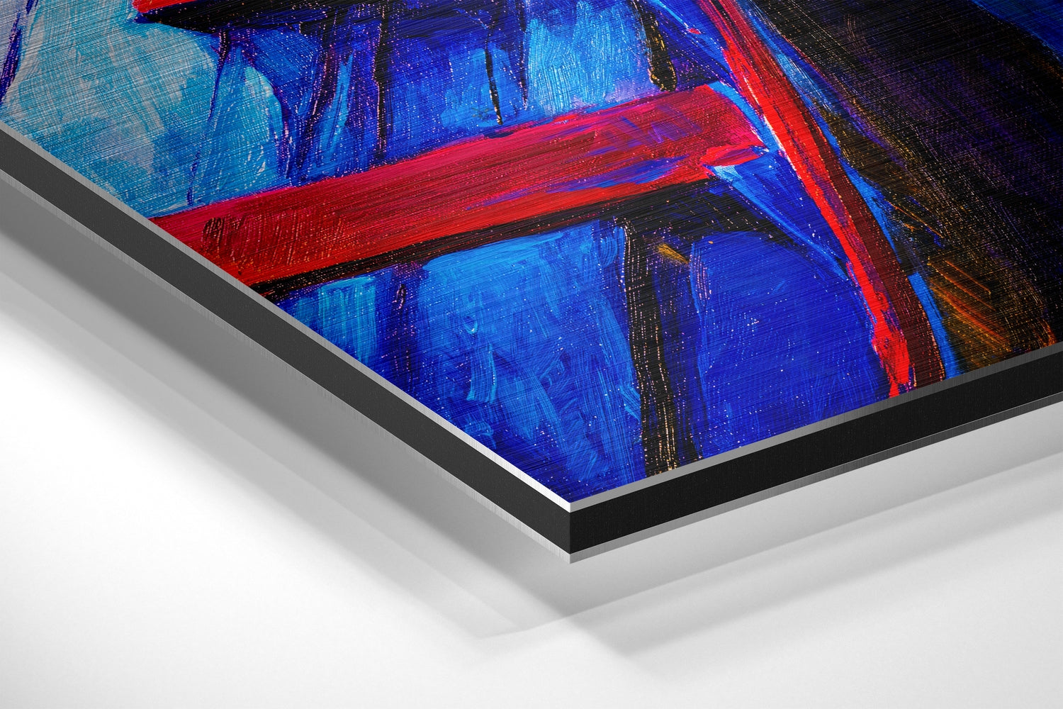 Blue and Orange Moored Boats Brushed Aluminium Dibond Wall Art