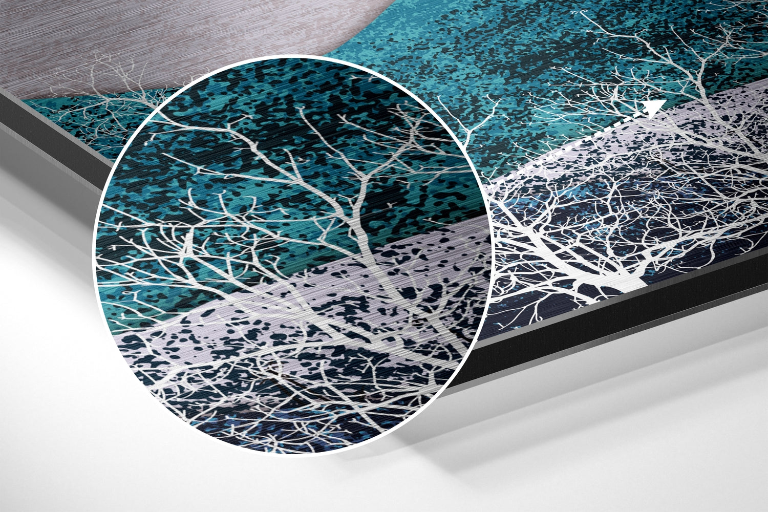 Gold Mountains Full Moon Birches Brushed Aluminium Dibond Wall Art