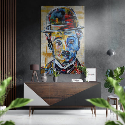 Silent Movie Tramp Brushed Aluminium Dibond Wall Art