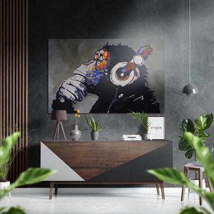 Ape the Thinker Brushed Aluminium Dibond Wall Art