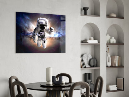 Warm Nebula Floating Astronaut Glass Wall Art