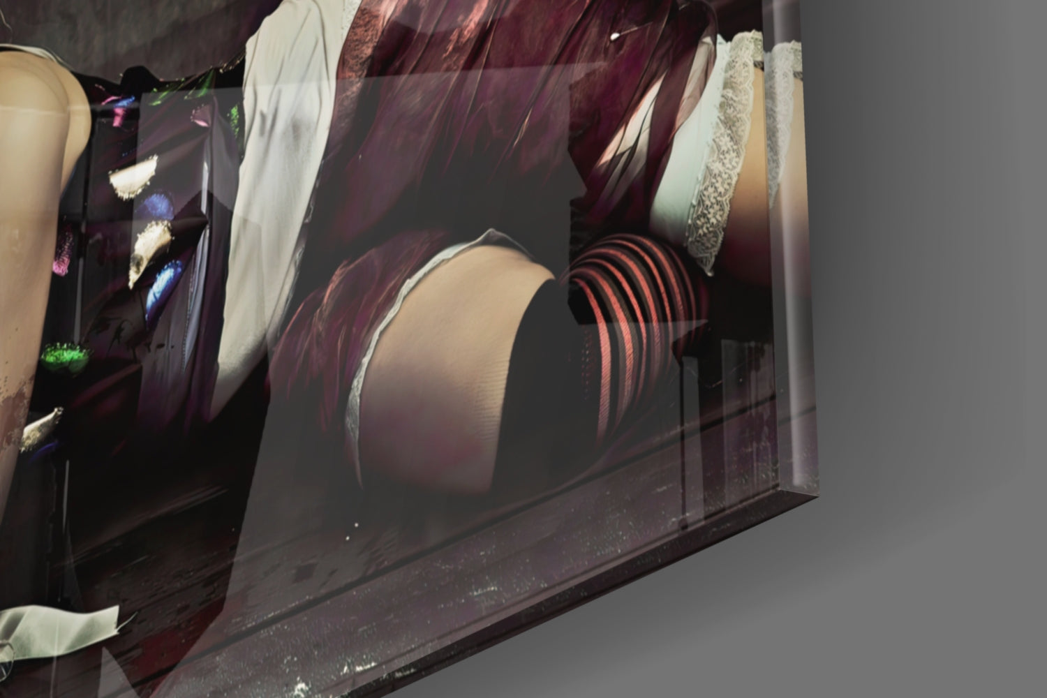 Reclining Circus Jester Woman Glass Wall Art