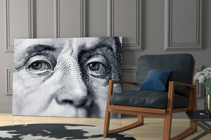 Engraved Banknote Portrait Eyes Glass Wall Art