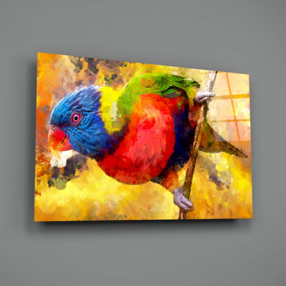 Rainbow Lorikeet Painting Glass Wall Art