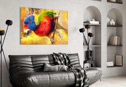 Rainbow Lorikeet Painting Glass Wall Art