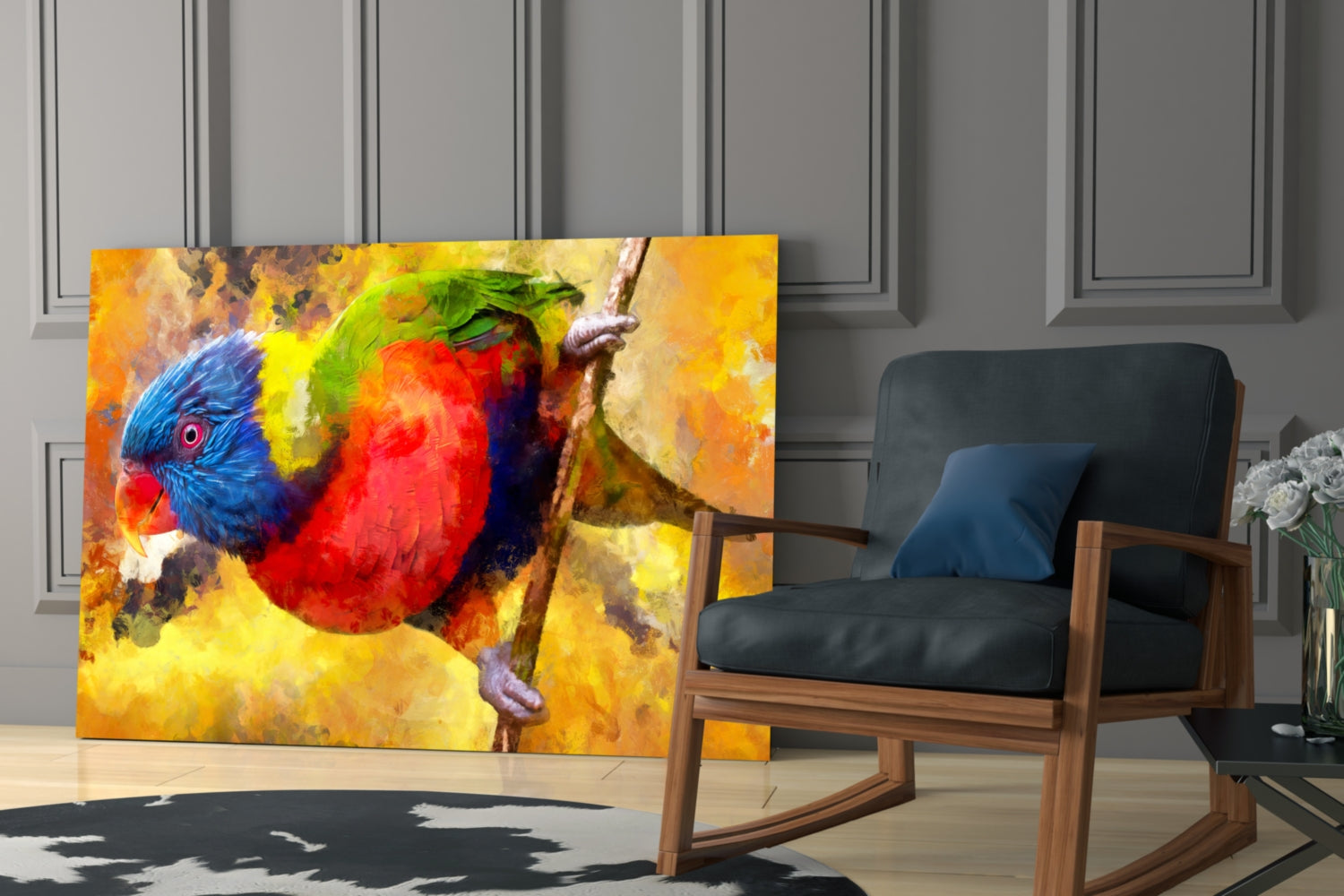 Rainbow Lorikeet Painting Glass Wall Art