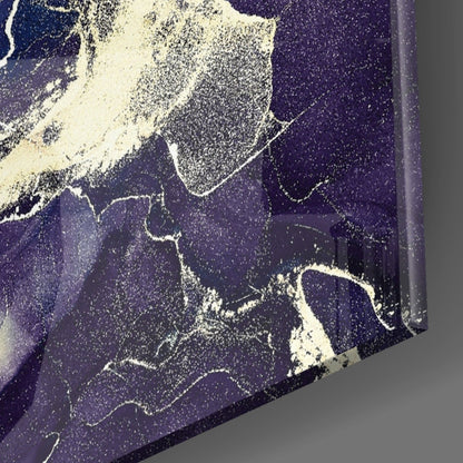 Midnight Navy Gold Ink Glass Wall Art