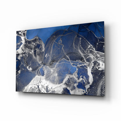 Royal Blue White Ink Glass Wall Art